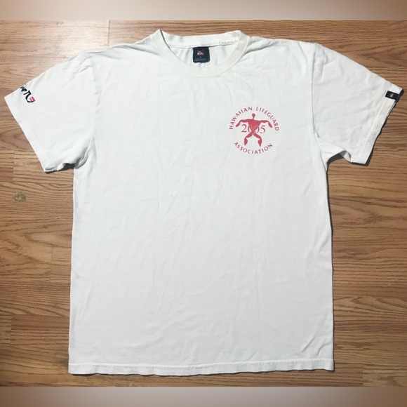 QuickSilver Retro 2000s Hawaii Lifeguard Logo T-Shirt White All Cotton Crew M - Picture 1 of 10